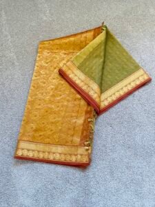 Tissue silk saree yellow and red