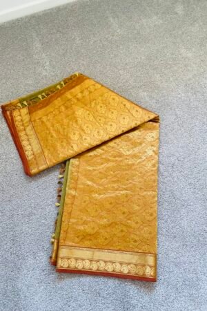 Tissue silk saree yellow and red
