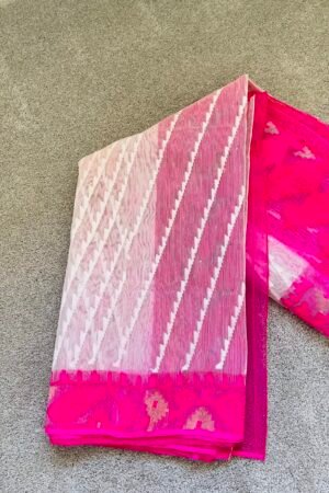 Soft Jamdani Saree Offwhite & Magenta Festive Wear