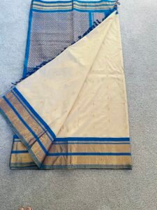 Off White Zari Woven Gadwal Silk Saree