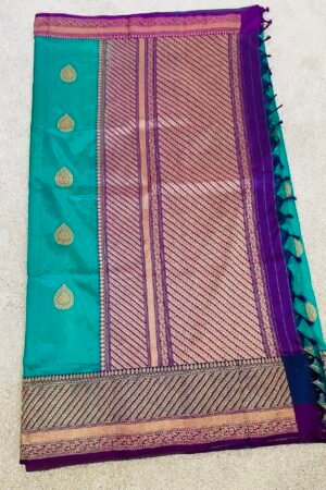 Banarasi uppada silk saree green purple